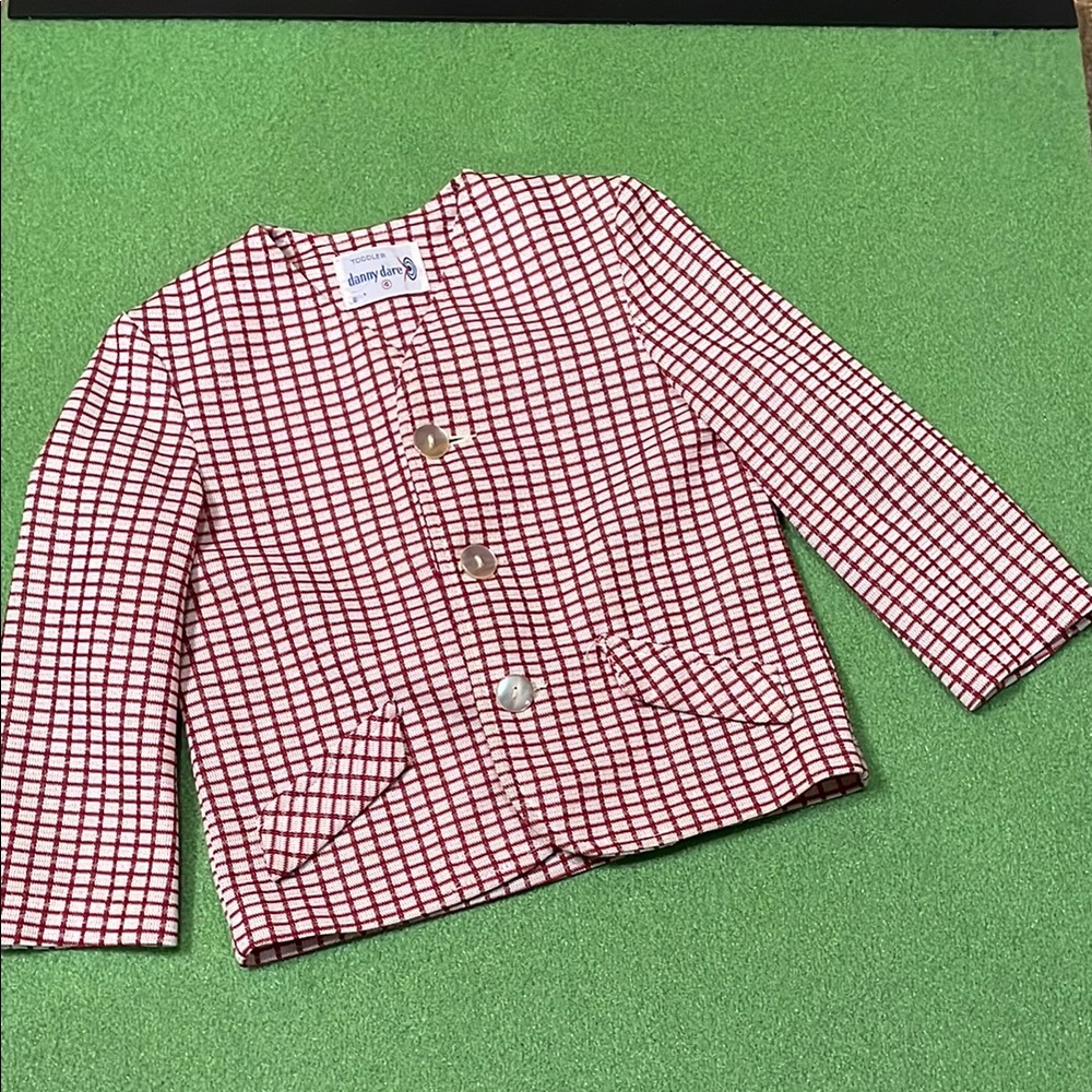 Vintage Red and White Checkered Kids Jacket